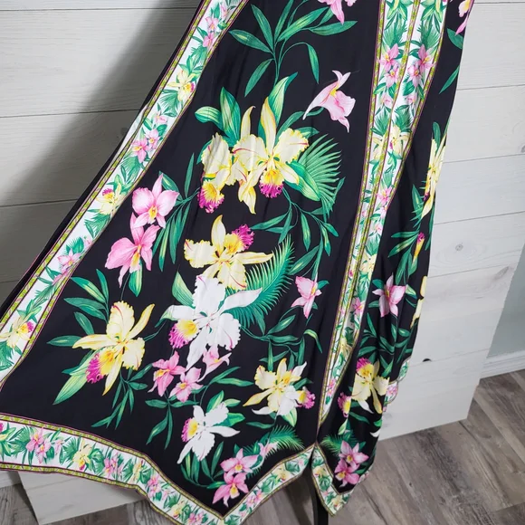 Tommy Bahama Maxi Dress Tropical Floral Asymeyrical Hem Beach Vacation Cover Up. - Picture 3 of 6